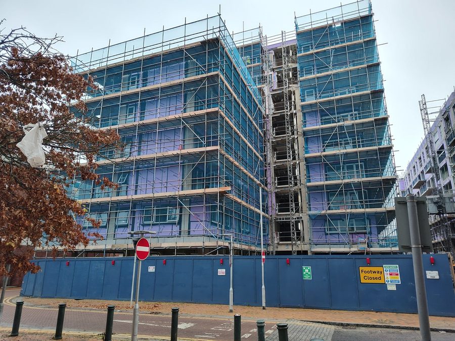 Construction site with scaffolding